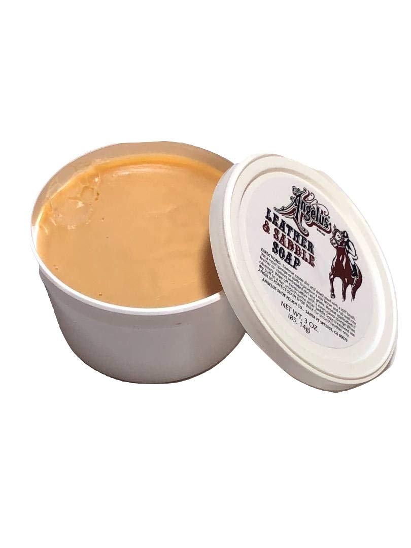 Angelus Saddle Soap Leather Cleaner & Conditioner - 3 Oz Paste for Boots, Shoes, Bags, Luggage | Deep Cleans, Softens & Protects Leather | Ideal for Riding Gear, Work Boots & Leather Accessories