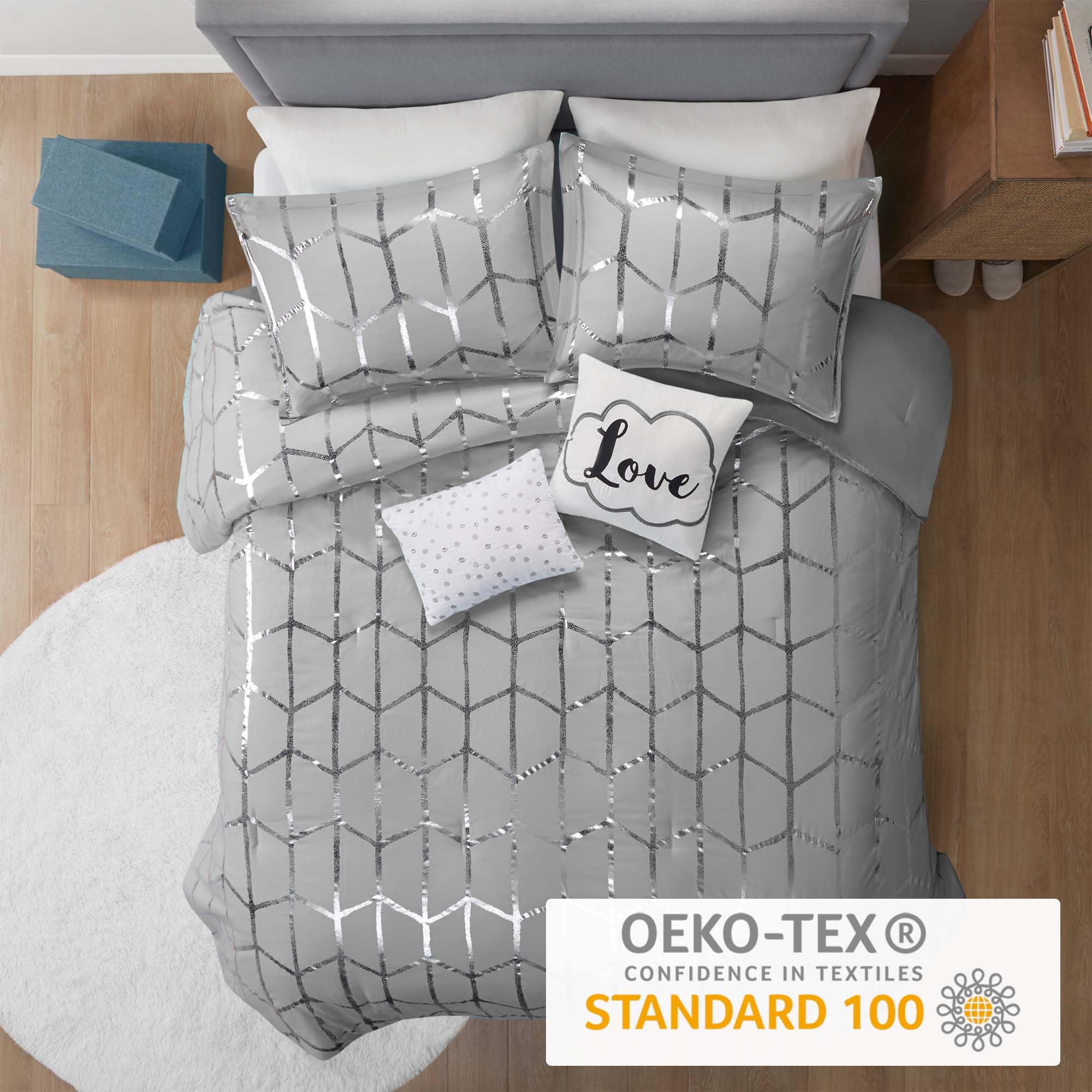 Premium Raina Comforter Set - Full/Queen Size, Soft Grey & Silver Bedding - Perfect for Master Bedroom, Guest Room & Cozy Home Decor