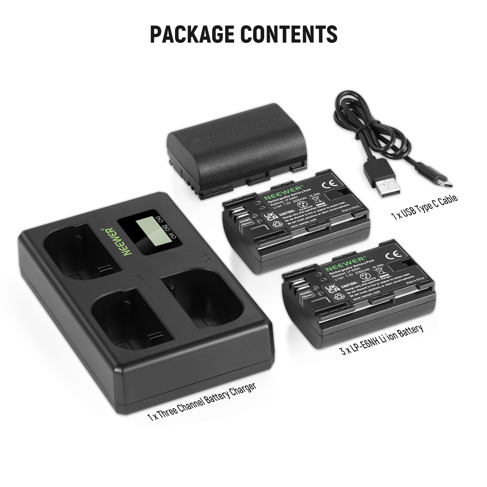 NEEWER LP-E6NH R6 II Replacement Battery & Dual Charger Kit for Canon Cameras - Perfect for Travel, Photography, and Professional Shoots