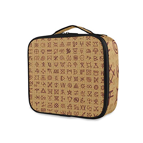 ALAZA Egyptian Ornaments & Hieroglyphs Makeup Organizer - Vintage Scroll Design Travel Toiletry Bag for Women | Perfect for Vacation, Gym & Daily Storage