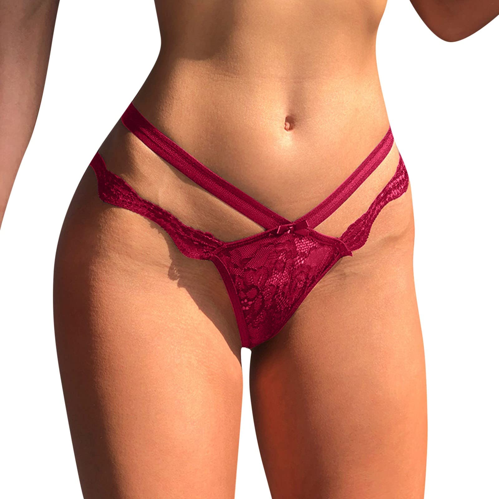 Sexy Hollow Out Lace Thong Panties for Women - Breathable Cotton Transparent Underwear with Floral Embroidery - Perfect for Everyday Wear, Date Nights & Special Occasions