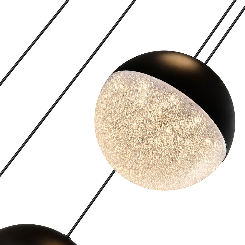 VONN Ravello 5-Light Black LED Chandelier with Globe Shades - Modern Ceiling Fixture for Dining Room, Living Room & Bedroom Lighting