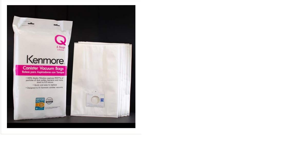 Kenmore 53292 Style Q HEPA Cloth Vacuum Bags 6-Pack - Compatible with Kenmore Canister Vacuum Cleaners | Traps Dust, Allergens & Pet Hair | Ideal for Home Cleaning & Allergy Relief