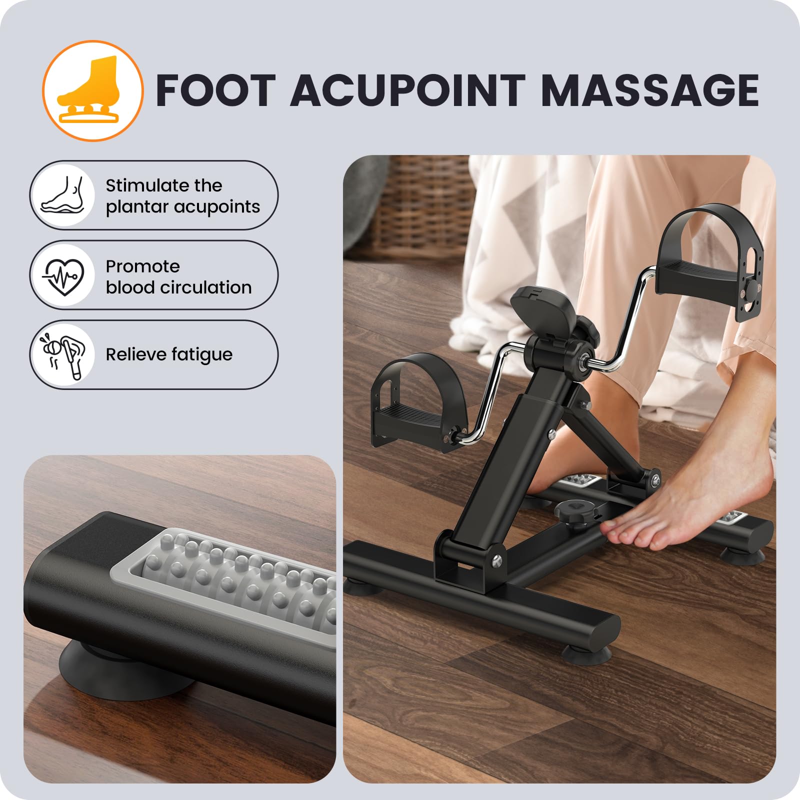 Sportneer Portable Under Desk Pedal Exerciser - Low Resistance Folding Exercise Bike for Arms & Legs - Compact Indoor Cycling Machine for Home Office Workouts & Active Sitting