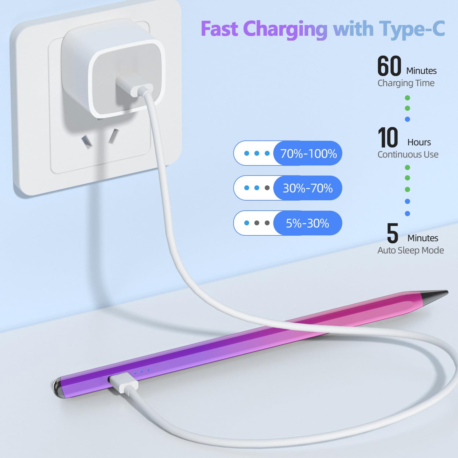 Premium Stylus Pen for iPad 10th/9th Gen, iPad Air 5/4/3, iPad Pro 11/12.9 Inch - Apple Pencil Alternative with Palm Rejection & Tilt Sensitivity, Magnetic Attachment (Purple & Red) - Perfect for Digital Art, Note-Taking & Professional Design