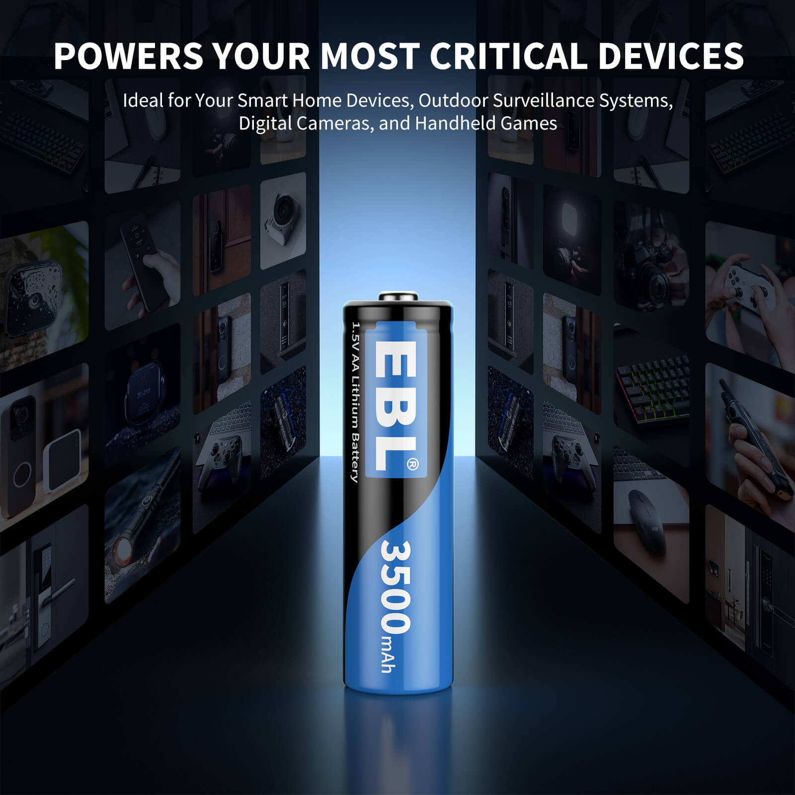 EBL 4 Pack 1.5V AA Lithium Batteries 3500mAh - Long Lasting Power for Digital Cameras, Flashlights, Toys & More - Non Rechargeable High Performance Batteries