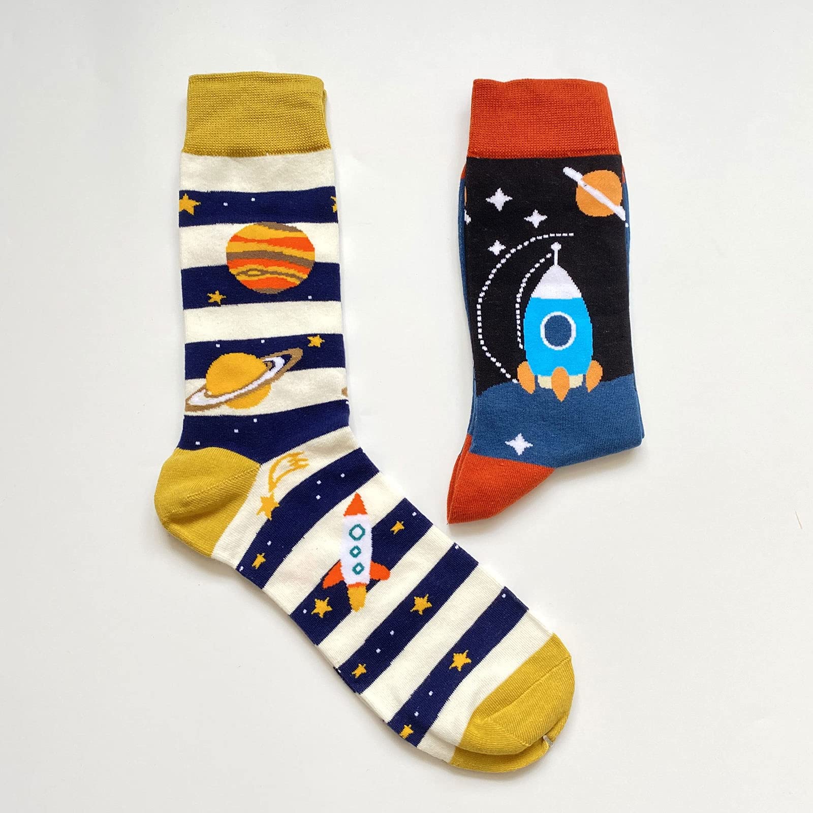 Men's Fun Set Dress Socks - Colorful Funny Novelty Cotton Crew Socks Pack with Artistic Designs | Perfect for Gifts, Parties & Casual Wear