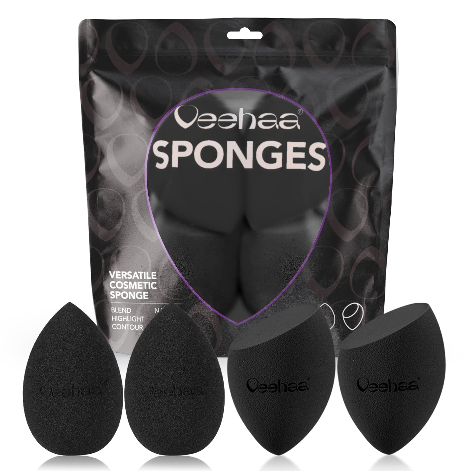 4PCS Latex-Free Makeup Sponge Set - Egg Shaped Beauty Blender for Foundation, Concealer & All Face Areas - Perfect for Professional Makeup & Travel