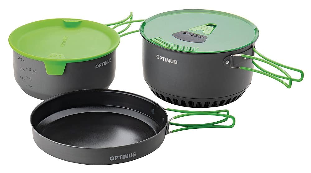 OPTIMUS Terra Camp 4-Piece Saucepan Set - Lightweight Nonstick Cookware for Camping, Hiking & Outdoor Adventures - Perfect for Backpacking, RV Trips & Picnics