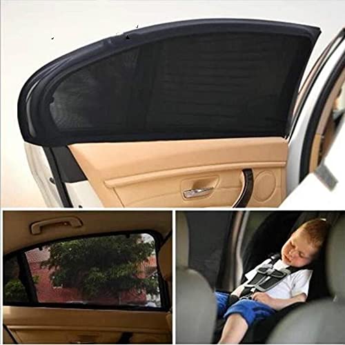 Kigauru 2PCS Car Window Sunshade Curtains - UV Protection, Mesh Solar & Mosquito Dust Shield for Cars (Black) | Perfect for Summer Driving, Road Trips & Parking in Direct Sunlight