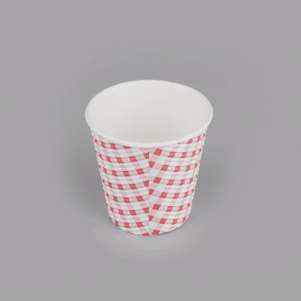 8 oz Disposable Paper Coffee Cups with Picnic Print - Spiral Wall Design - 3.5
