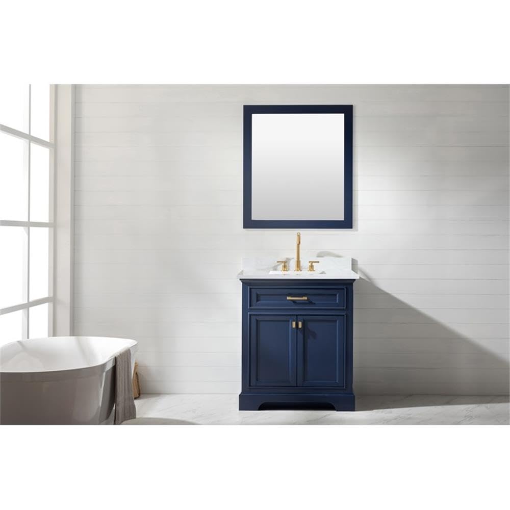 Modern Blue Bathroom Vanity 30 Inch - Design Element ML-30-BLU with Soft-Close Doors & Drawers - Perfect for Small Bathrooms, Powder Rooms & Coastal Home Decor