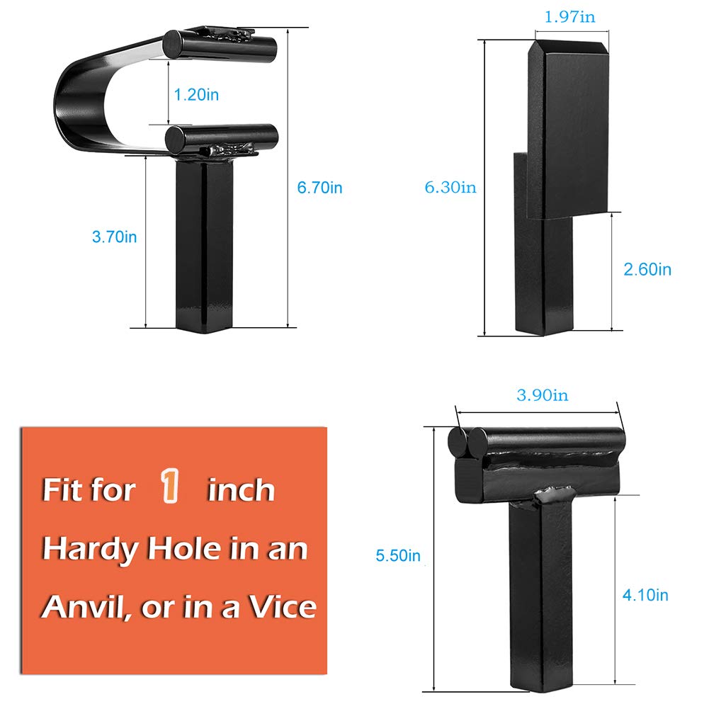 1 Inch Anvil Hardy Tools Set - 3 Piece Blacksmith Forging Kit with Hot Cut, Creasing Stake & Spring Fuller for Metalworking | Perfect for DIY Projects, Knife Making, and Professional Blacksmithing
