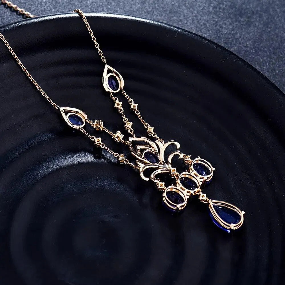 18K Rose Gold Tanzanite Pendant Necklace with Diamonds - 10.36ct Natural Tanzanite Gemstone Jewelry for Women | Elegant Gift for Anniversary, Birthday & Special Occasions