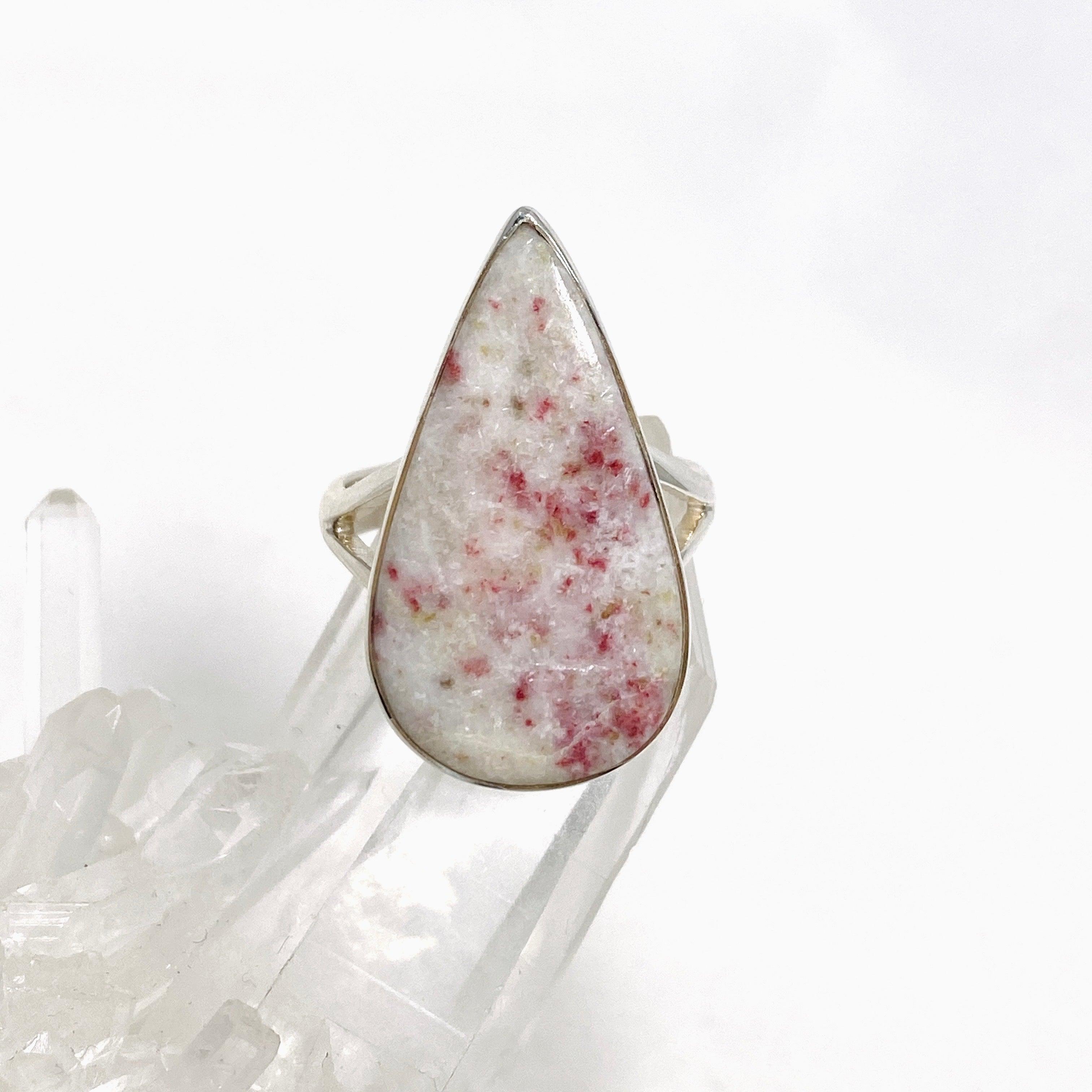 Cinnabar Teardrop Split Band Ring for Women - Size 9 - KRGJ3176 - Elegant Boho Jewelry for Parties, Weddings & Everyday Wear