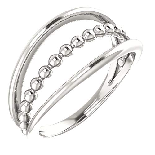 Elegant Sterling Silver Negative Space Beaded Ring - Dainty Stackable Jewelry for Women | Perfect for Everyday Wear, Gift Giving & Special Occasions