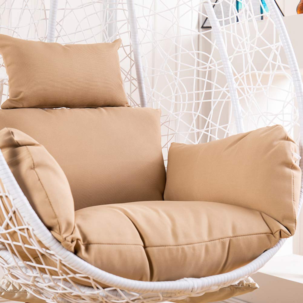 Erddcbb Hanging Egg Hammock Chair Cushion - Thick Oversized Papasan Swing Seat Pad, Waterproof & Removable Washable Cover, No Stand Included (Khaki) - Perfect for Indoor/Outdoor Relaxation in Garden, Patio, or Balcony