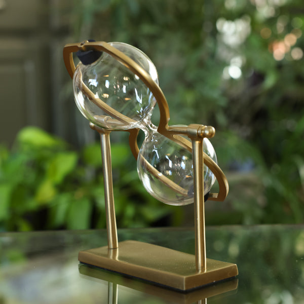 Gold Figure Eight Rotating Hourglass Kit - Decorative Sand Timer for Home Office Desk, Meditation & Stress Relief - Perfect Gift for Zen Decor