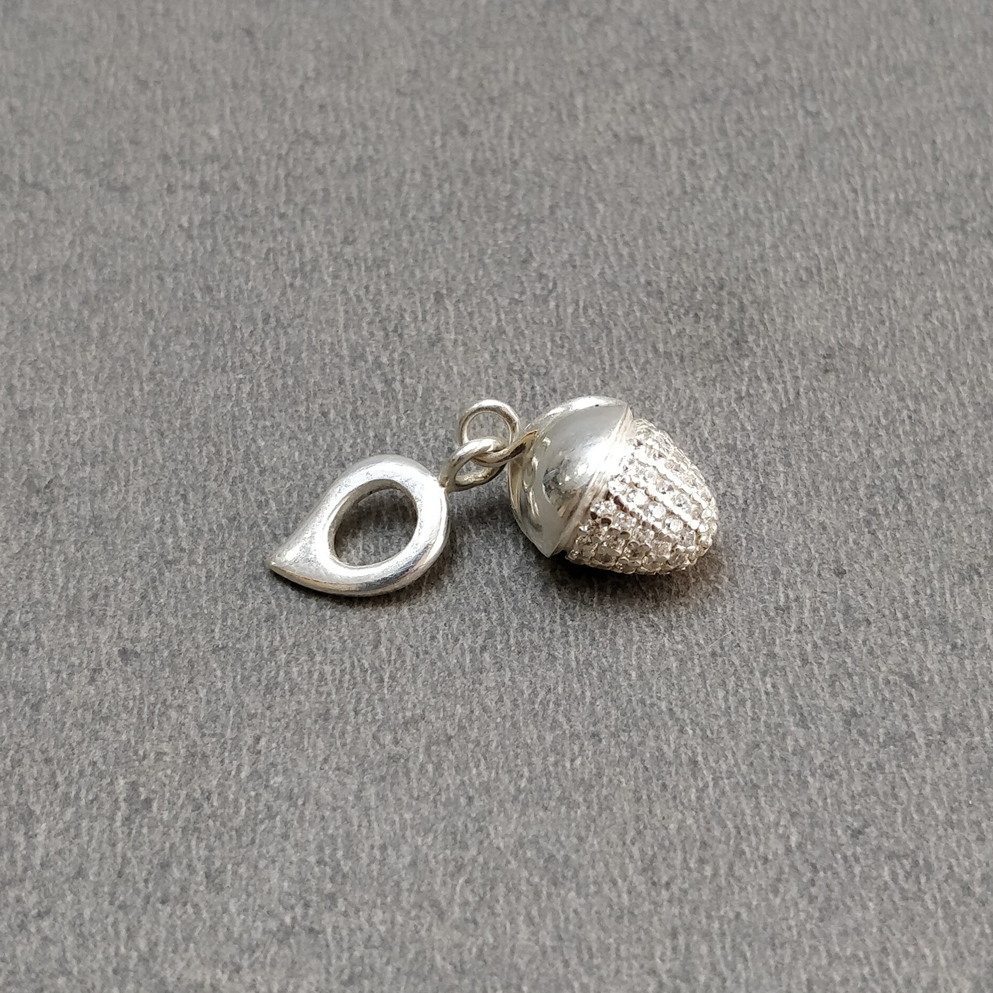 5.00gms Sterling Silver Cubic Zirconia Pendant - Mini Bullet & Leaf Loop Design | Elegant Jewelry Gift for Women | Perfect for Birthdays, Anniversaries & Special Occasions