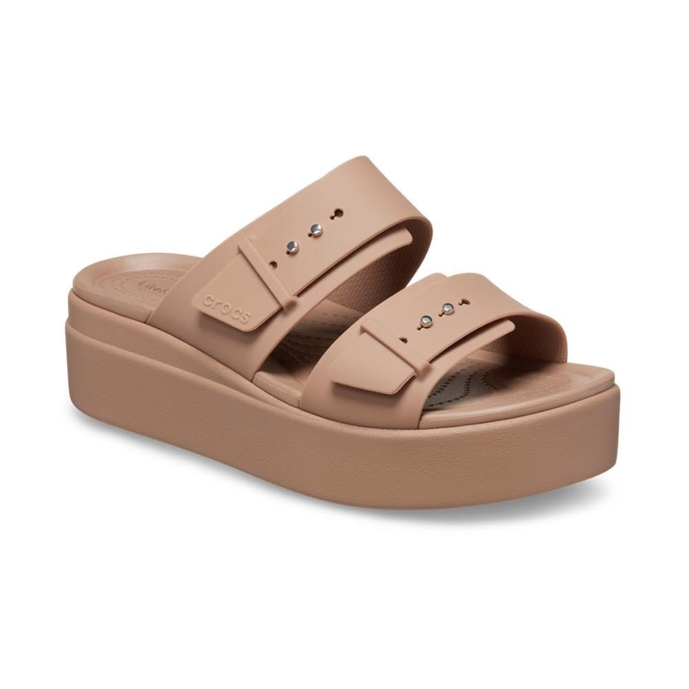 Crocs Women's Brooklyn Buckle Low Wedge Platform Sandals - Comfortable Casual Summer Shoes for Walking, Beach & Outdoor Activities