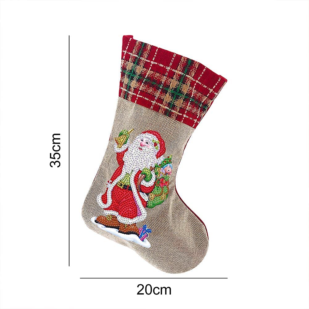 5D Diamond Painting Christmas Stockings Kit - 14 Inch DIY Santa Claus & Gift Design, Holiday Fireplace Hanging Decor for Family, Xmas Party, Home Decoration | Perfect for Christmas Tree, Mantel, and Festive Gift Bags