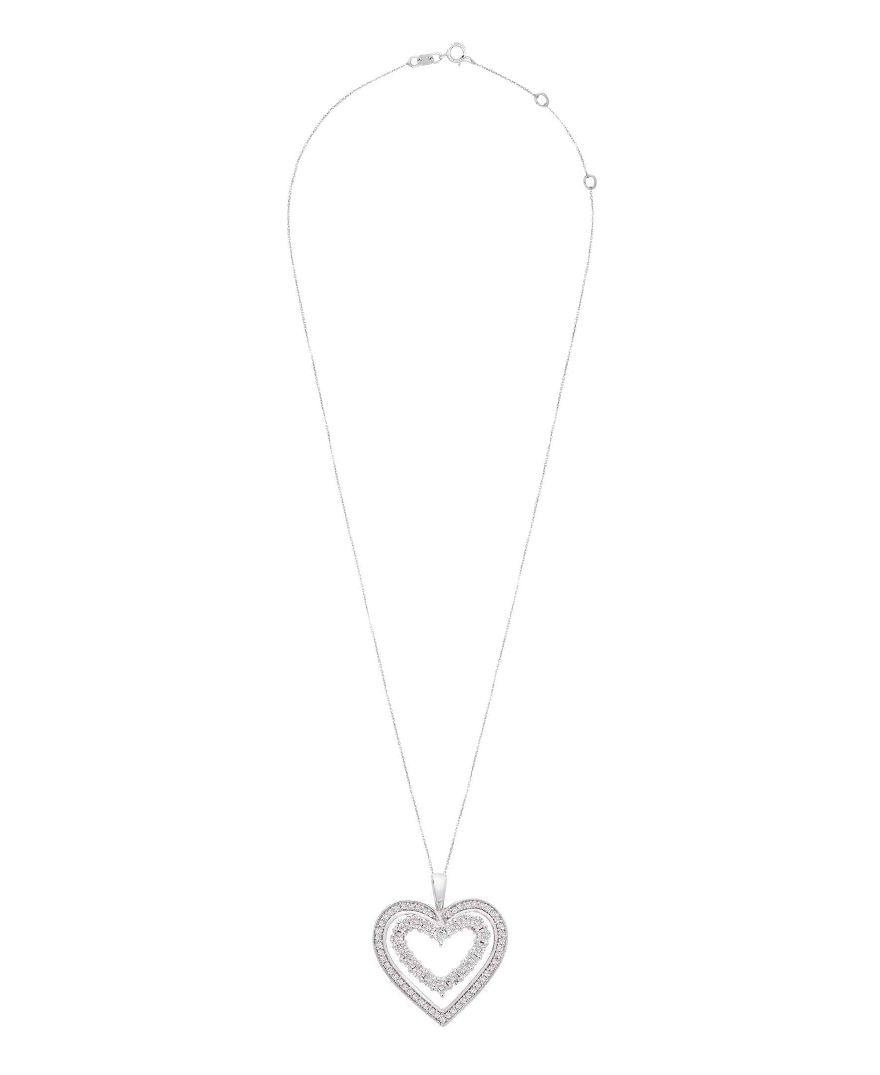 1/4 CTTW Diamond Double Heart Pendant Necklace in Sterling Silver - 20