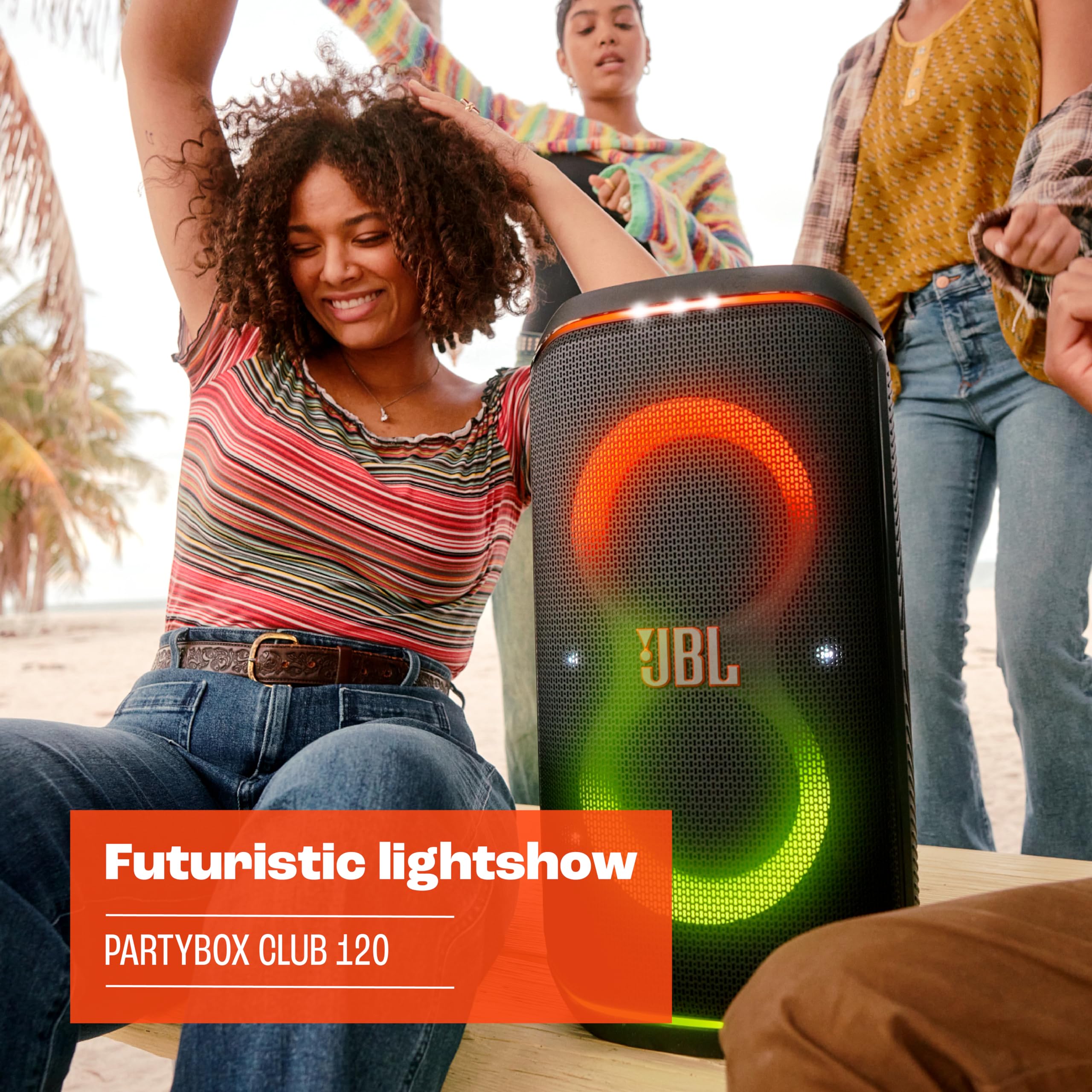 JBL PartyBox Club 120 Portable Bluetooth Speaker with Powerful Pro Sound, Foldable Handle, IPX4 Waterproof - Perfect for Outdoor Parties, Beach Events & Home Entertainment (Renewed, Black)