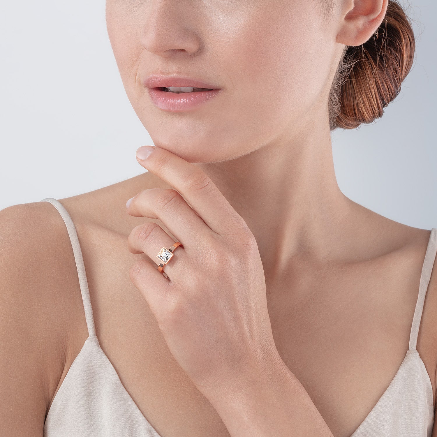 Elegant Rose Gold Crystal Square Statement Ring for Women - Perfect for Weddings, Parties & Special Occasions