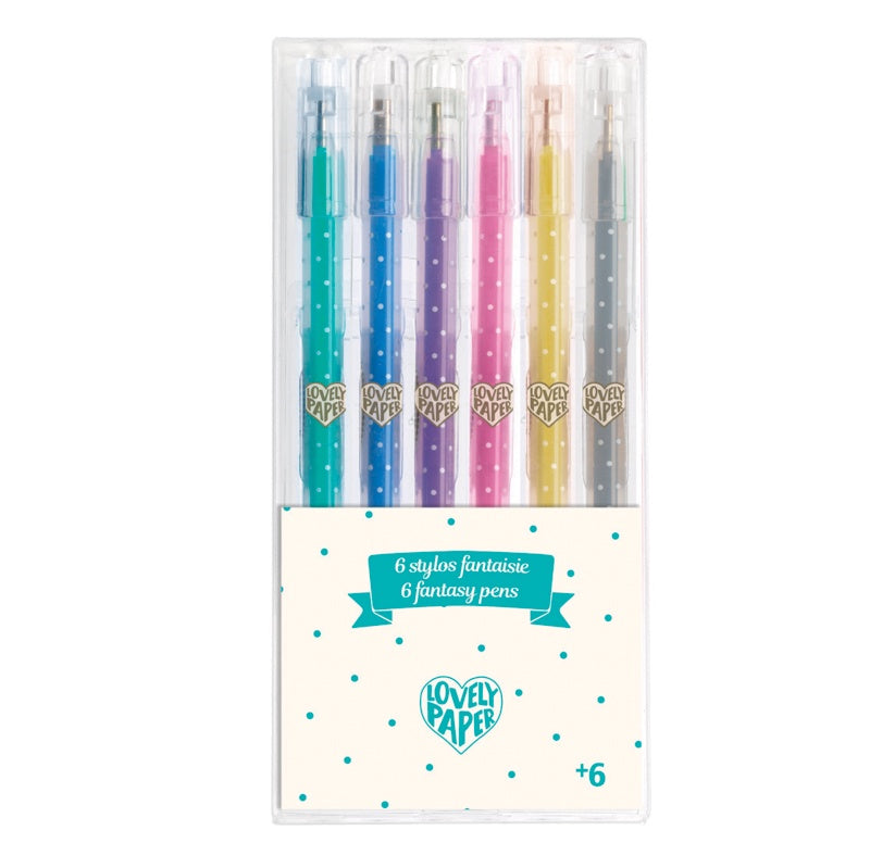 Glitter Gel Pens Set of 6 - Vibrant Metallic Colors for Journaling, Scrapbooking & DIY Crafts - Djeco Premium Art Supplies - Perfect for School, Office & Creative Projects