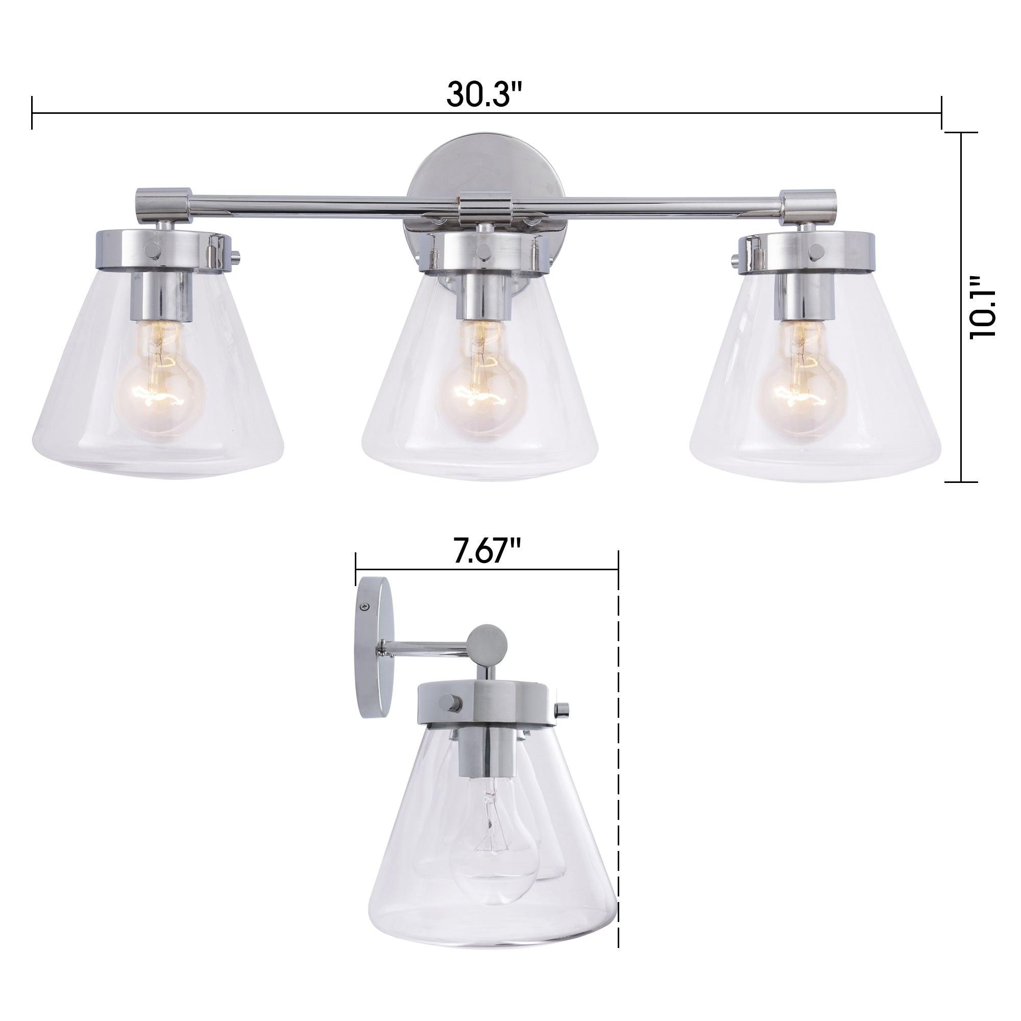 Gleam Modern 3-Light Dimmable Vanity Light - Bathroom Makeup Mirror Lighting Fixture for Bedroom, Dressing Room & Powder Room