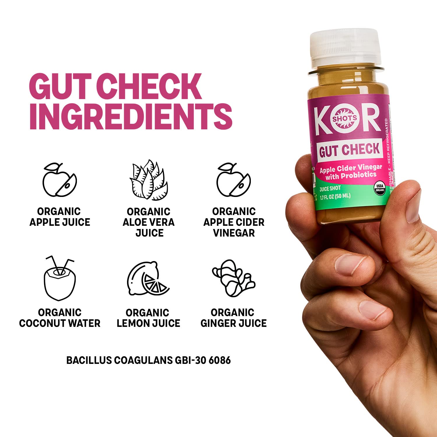 Organic Apple Cider Vinegar Probiotics Shot - 24 Pack (1.7 Fl Oz Each) with 1 Billion CFU for Gut Health & Digestion - USDA Certified - Perfect for Daily Wellness Routine & On-the-Go Immune Support