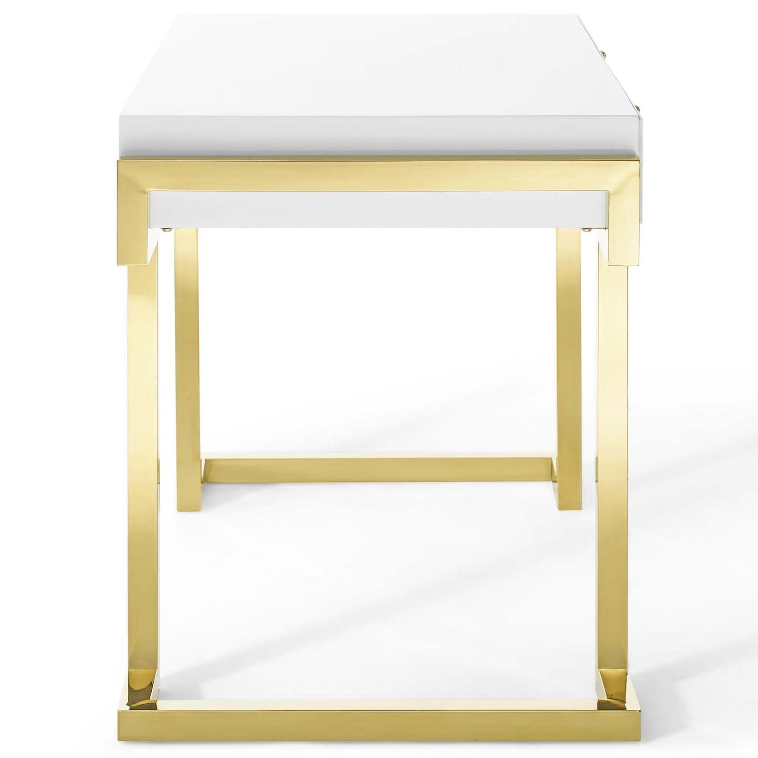 Modway Ring Office Desk - Modern Gold & White Writing Desk for Home Office, Study, or Workspace - Stylish & Functional Workstation for Professionals & Students