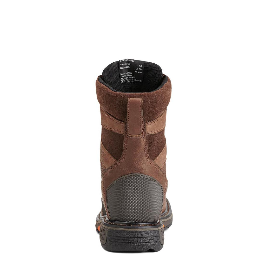 OverDrive 8 Inch Composite Toe Waterproof Work Boots for Men - Wide Square Toe Safety Shoes, Chestnut Brown - Ideal for Construction, Warehouse & Outdoor Work