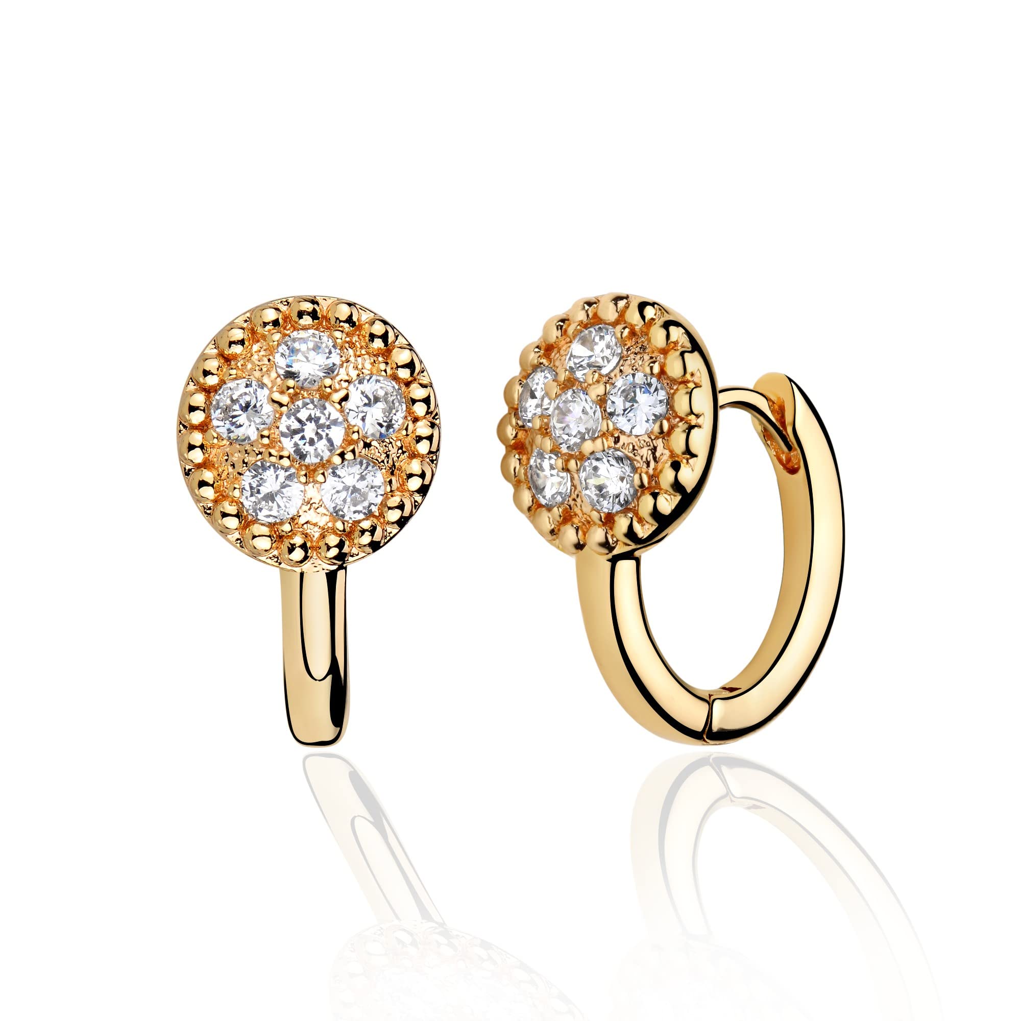 VACRONA 14k Gold Plated Cubic Zirconia Huggie Hoop Earrings for Women - Tiny, Lightweight & Simple Small Hoops - Perfect Gift for Everyday Wear, Date Night & Special Occasions