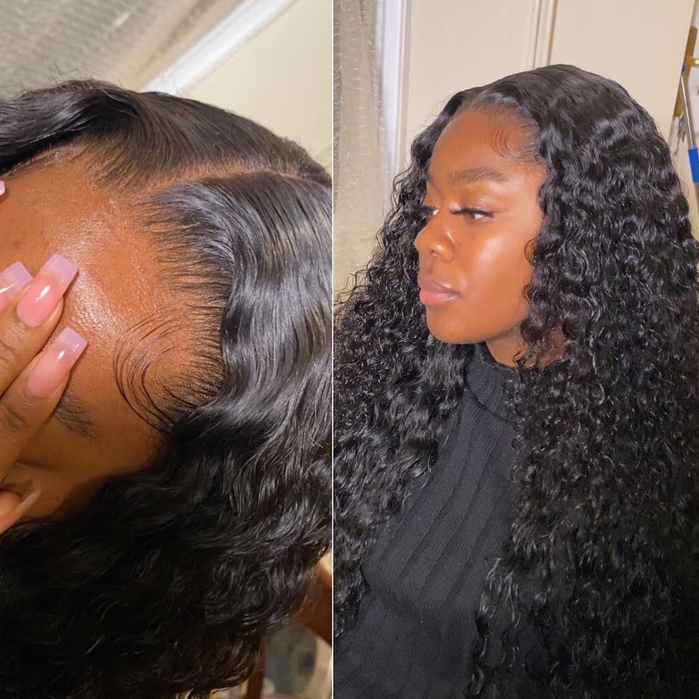 MEODI Deep Curly 13x4 HD Lace Frontal - Invisible Pre-Plucked Human Hair 20 Inch for Natural Look | Blends with All Skin Tones | Perfect for Daily Wear, Parties & Special Occasions