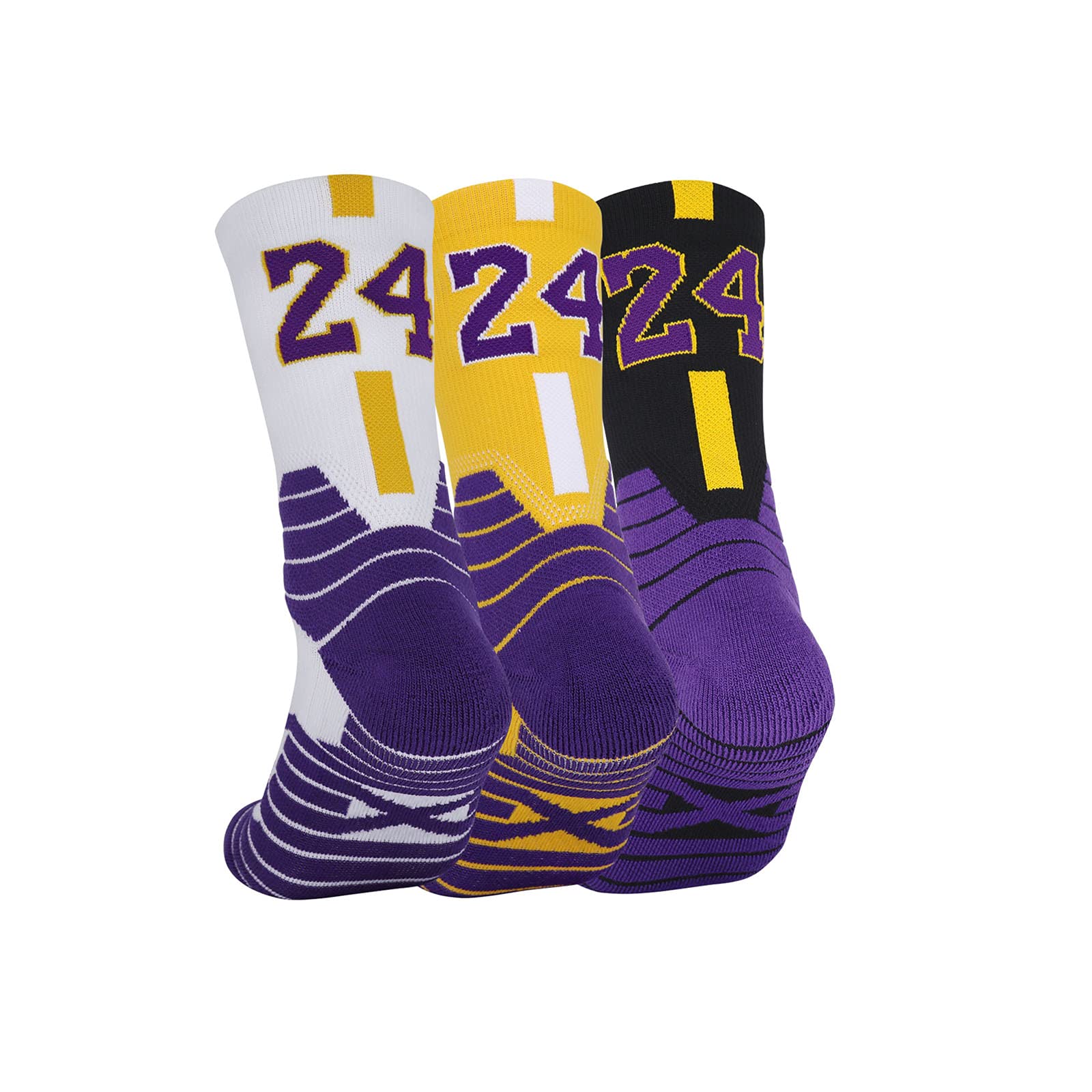 3 Pairs High-Performance Basketball Socks for Men - Breathable Athletic Socks with 3D Ankle Support & Compression Cushioning - Perfect for Basketball, Running, and Gym Workouts