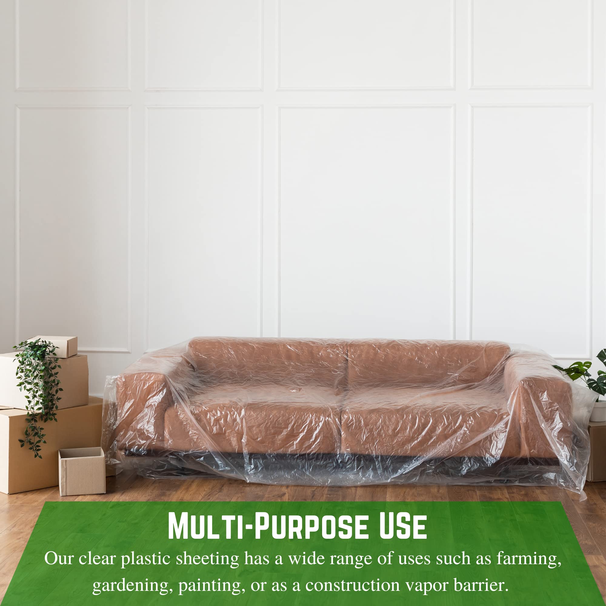 Farm Plastic Supply - Clear 4 mil Plastic Sheeting (12' x 100') - Heavy Duty Polyethylene Film for Crawl Space Vapor Barrier, Construction Drop Cloth, Greenhouse Cover & Concrete Protection | Durable Waterproof Covering for DIY Projects
