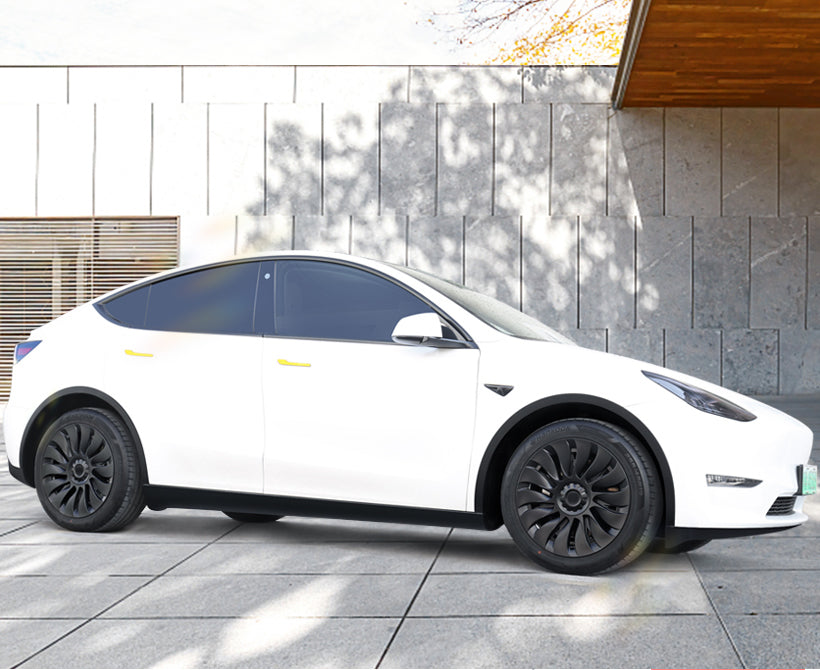 4PCS Tesla Model Y Wheel Caps - Überturbine Style 19-Inch Gemini Wheel Covers in Matte Black | Perfect for Model Y 2020-2023 | Enhance Style & Protect Wheels from Scratches