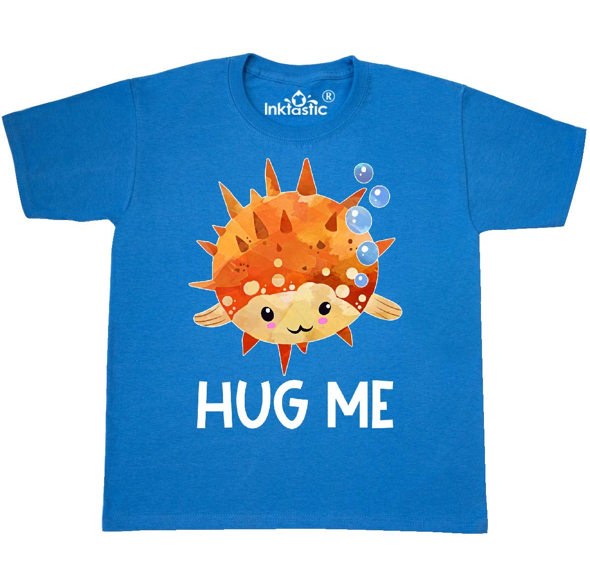 Inktastic Hug Me Cute Pufferfish with Bubbles Youth T-Shirt - Fun Graphic Tee for Kids & Teens - Perfect for School, Playdates & Family Outings