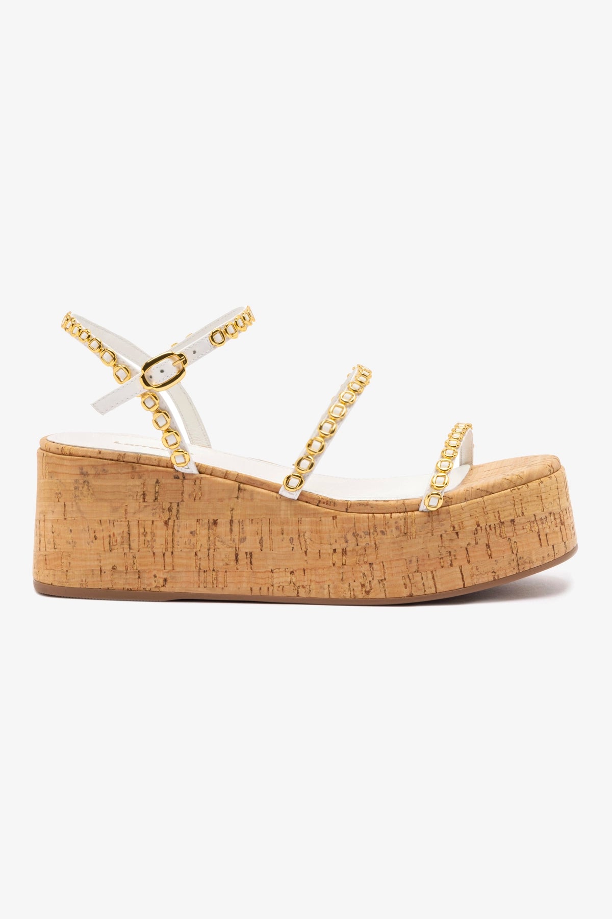 Gio Milanina Women's White Patent Leather Flatform Sandals with Natural Cork Sole - Comfortable Summer Beach Shoes for Casual Outings and Vacation Wear