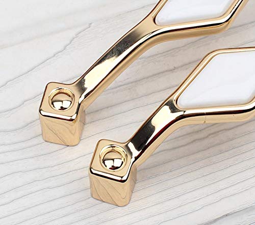 Vintage Gold Ceramic Drawer Handles - 128mm for Kitchen Cabinets & Dressers