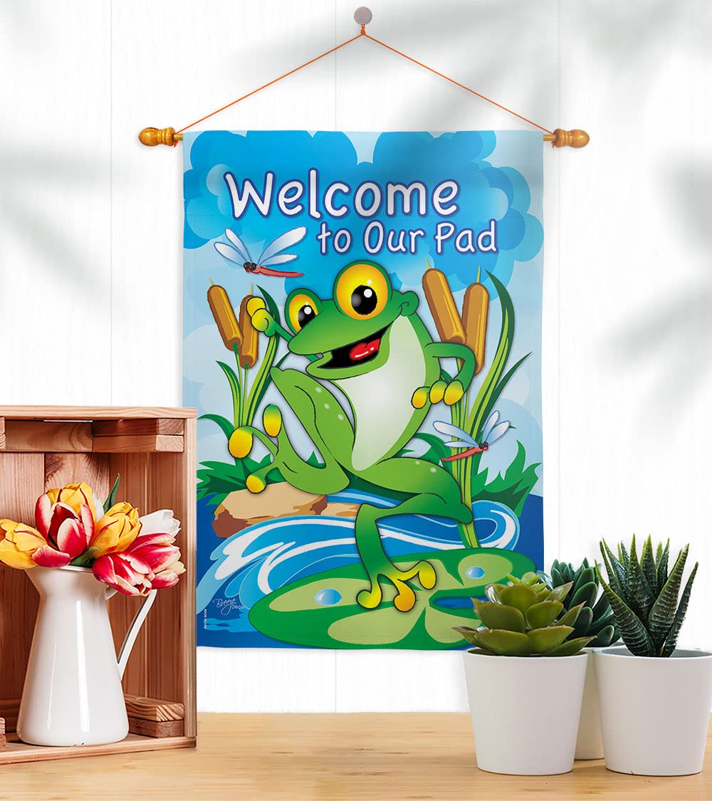 Frog Nature Pets Decorative Vertical House Flag Set 28x40