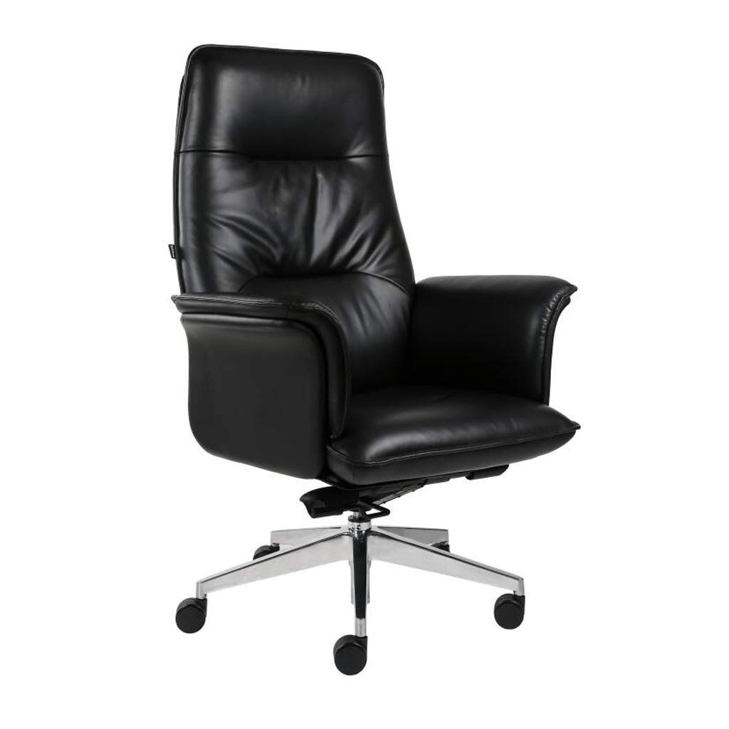 Premium Leather Executive Office Chair - Ergonomic Boss Chair with High Back Support, Comfortable Cowhide Desk Chair for Home & Office Furniture - Ideal for Long Work Hours, Meetings & Professional Workspaces