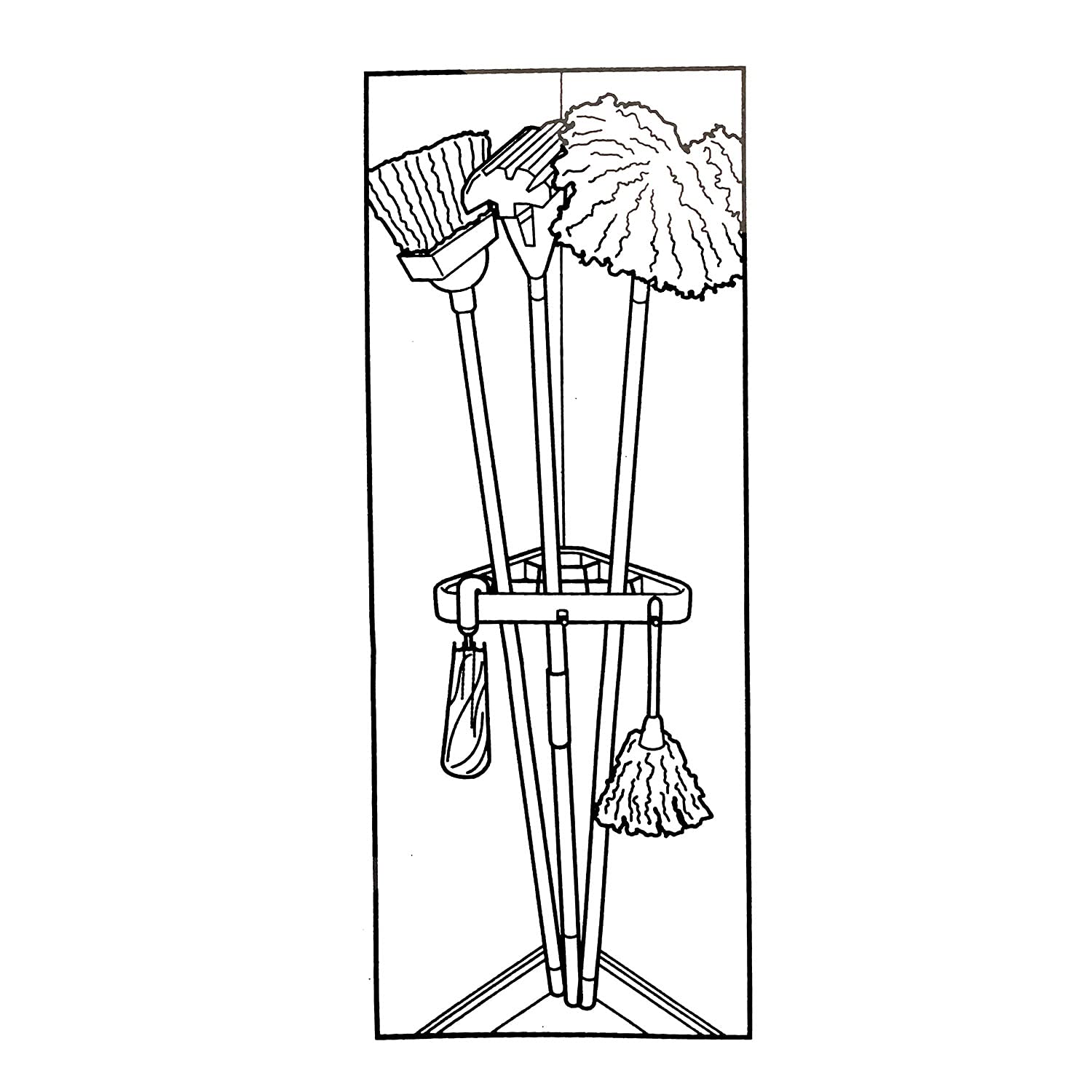 Corner Broom and Tool Holder Set of 2 - Wall Mounted Organizer for Kitchen, Garage, Closet - Space Saving Storage Solution for Brooms, Mops, Rakes and Cleaning Supplies