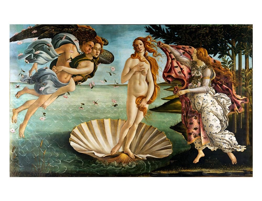 Alonline Art - The Birth of Venus by Sandro Botticelli | Framed Stretched Canvas Wall Art (42