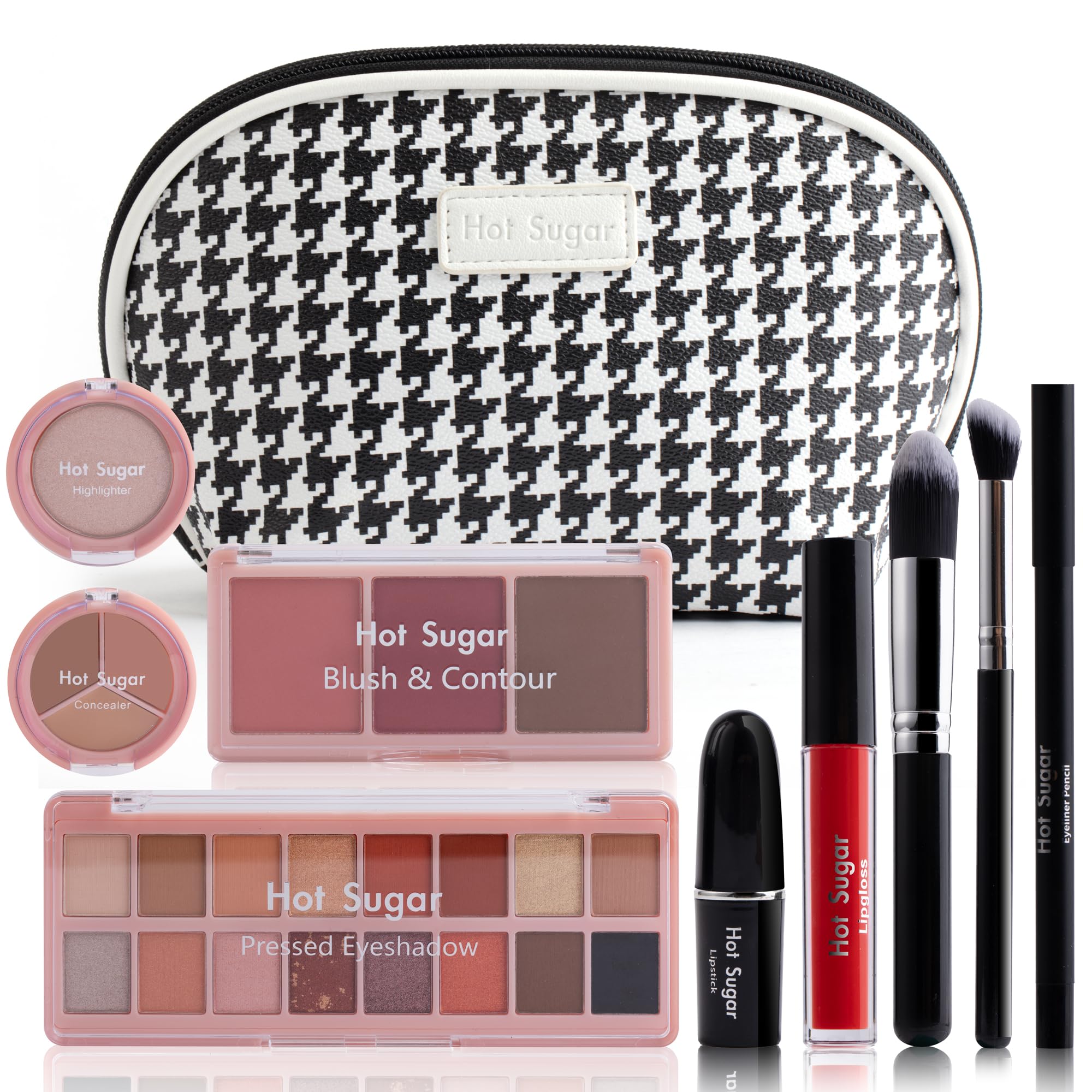 All-in-One Makeup Kit for Women & Teens - Eyeshadow, Blush, Contour, Highlighter, Concealer, Lipstick, Lip Gloss, Eyeliner with Brush (Black) | Perfect for Everyday Makeup, Party Looks & Gift Giving