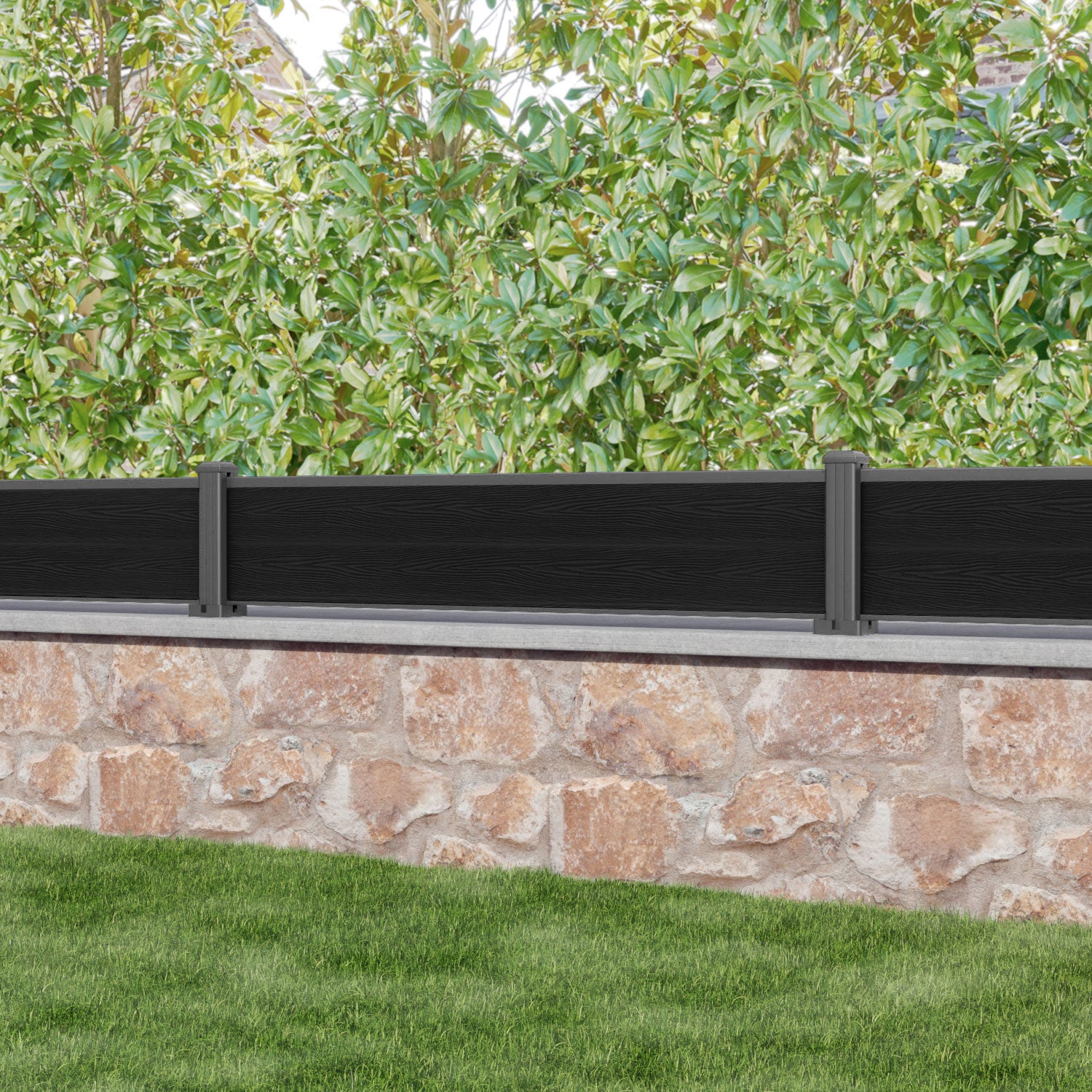 Classic Black Fence Panel with Aluminum Posts - Durable Outdoor Privacy Fence for Backyard, Garden, and Pool Area