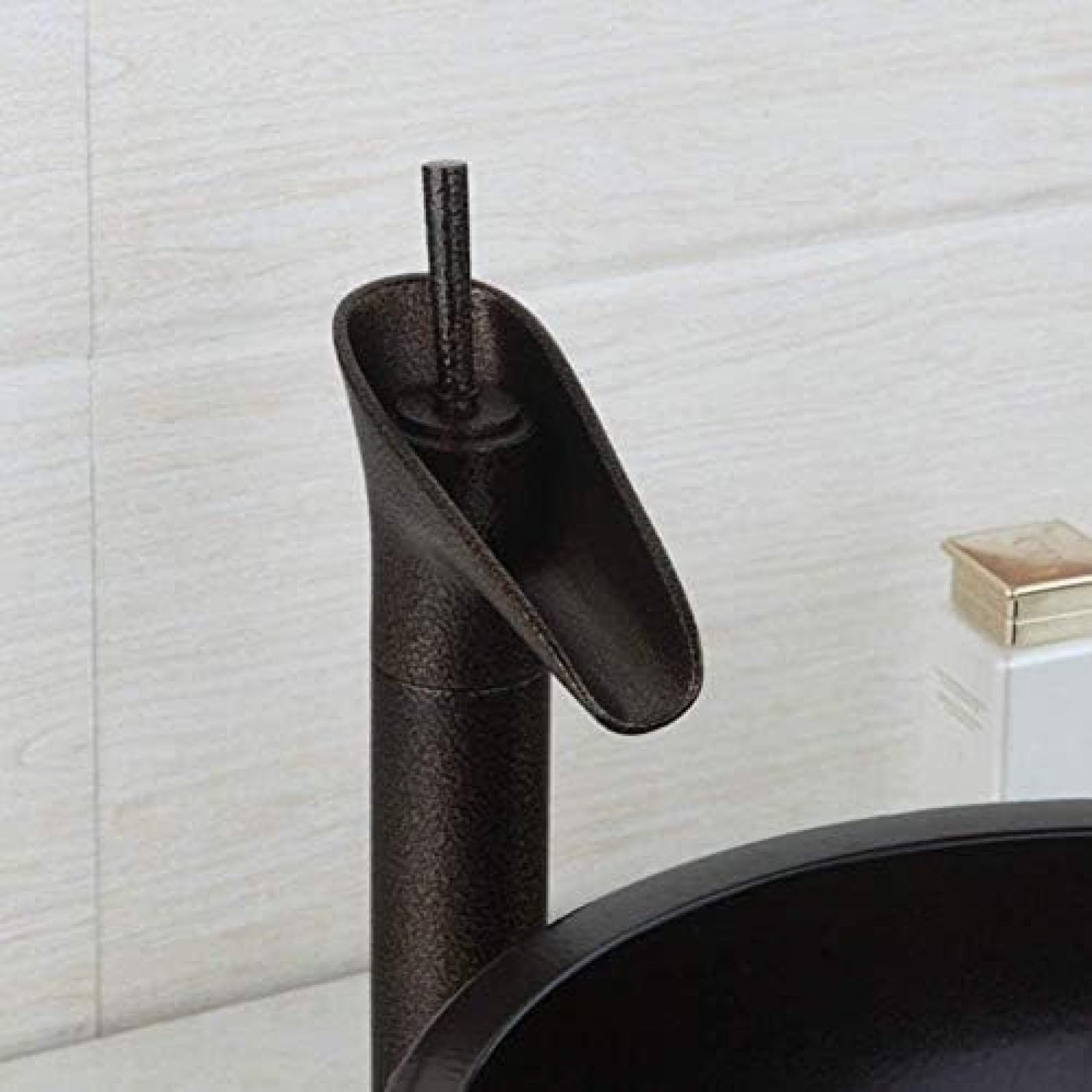 CRJUS Retro Waterfall Kitchen Faucet - Single Handle Black Oil Rubbed Bronze Sink Mixer Tap for Bathroom Vanity | Modern Vintage Style for Farmhouse, RV & Apartment Use