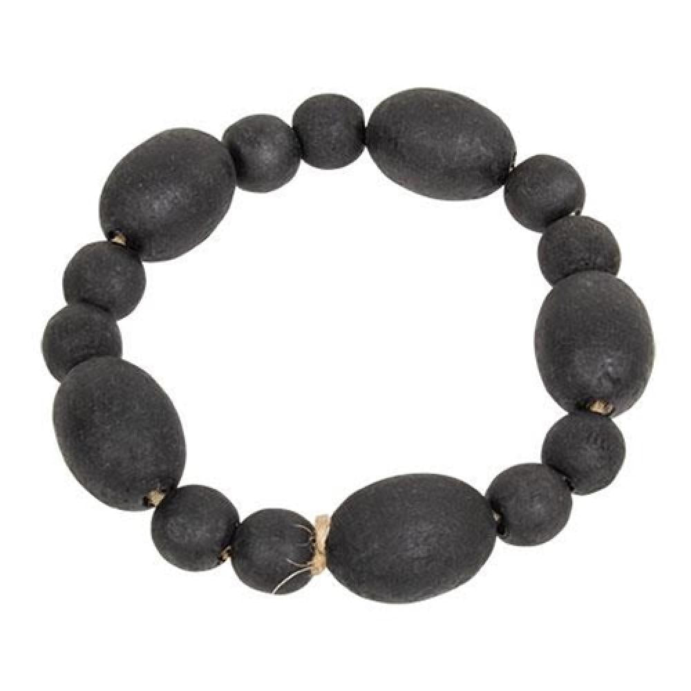 Black Distressed Wood Oval Bead Candle Ring - Rustic Home Decor for Tables, Weddings & Holiday Centerpieces