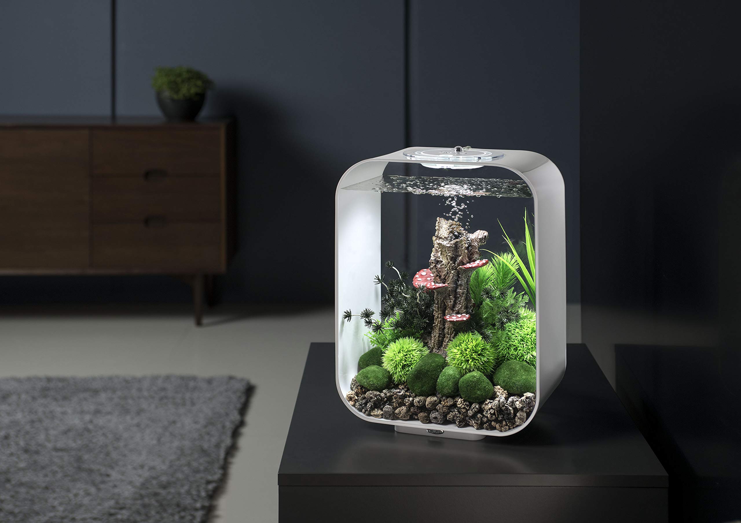 biOrb Life 15 Acrylic 4-Gallon Aquarium with White LED Lights - Modern Compact Fish Tank for Tabletop or Desktop Display - Perfect for Home, Office, or Small Space Decor - White